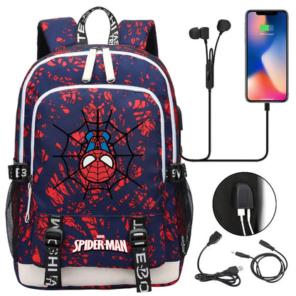Spiderman USB Boys Girls Kids Book School Bags Teenagers Student Women Men Laptop Travel Backpack