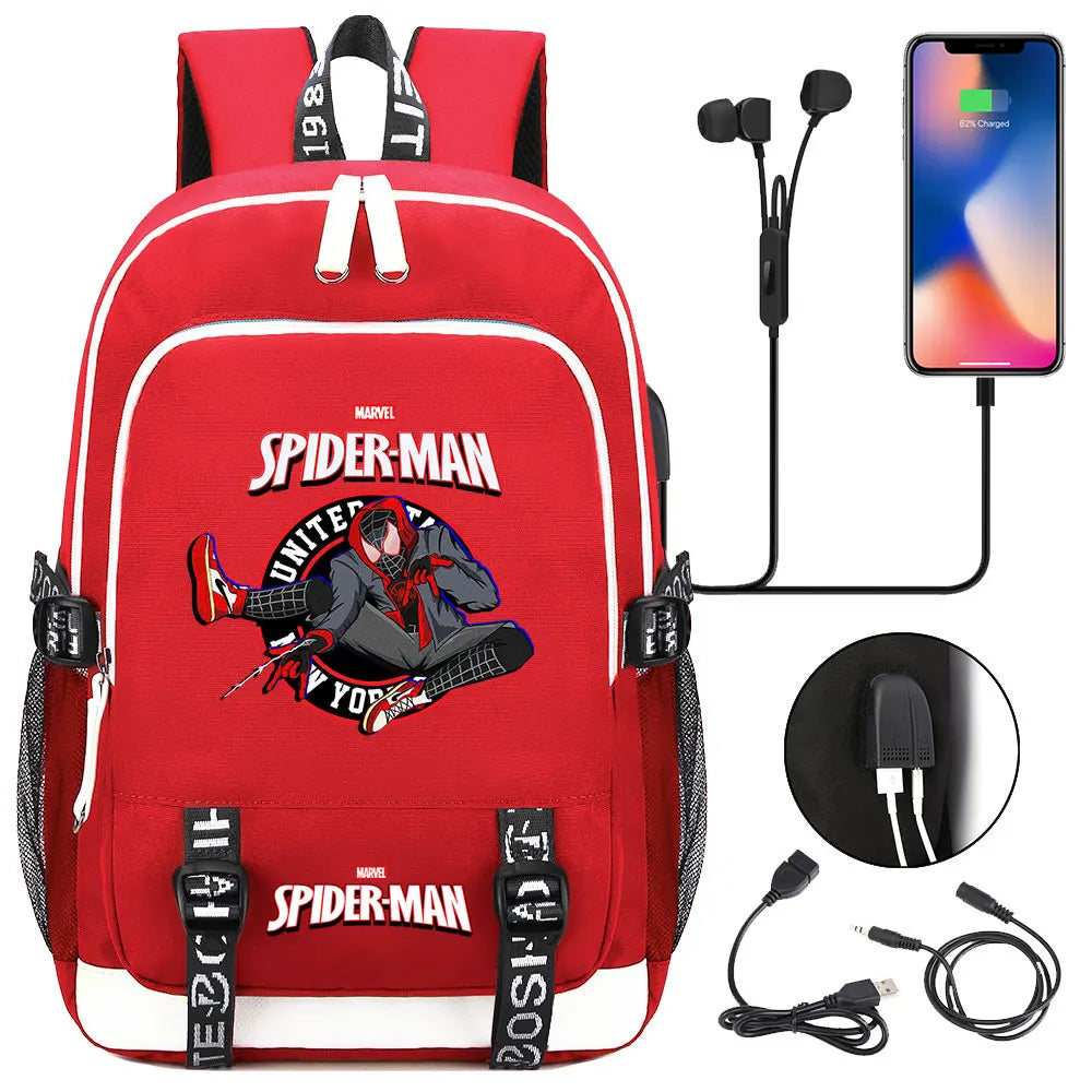 Spiderman USB Boys Girls Kids Book School Bags Teenagers Student Women Men Laptop Travel Backpack