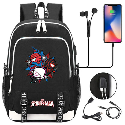 Spiderman USB Boys Girls Kids Book School Bags Teenagers Student Women Men Laptop Travel Backpack