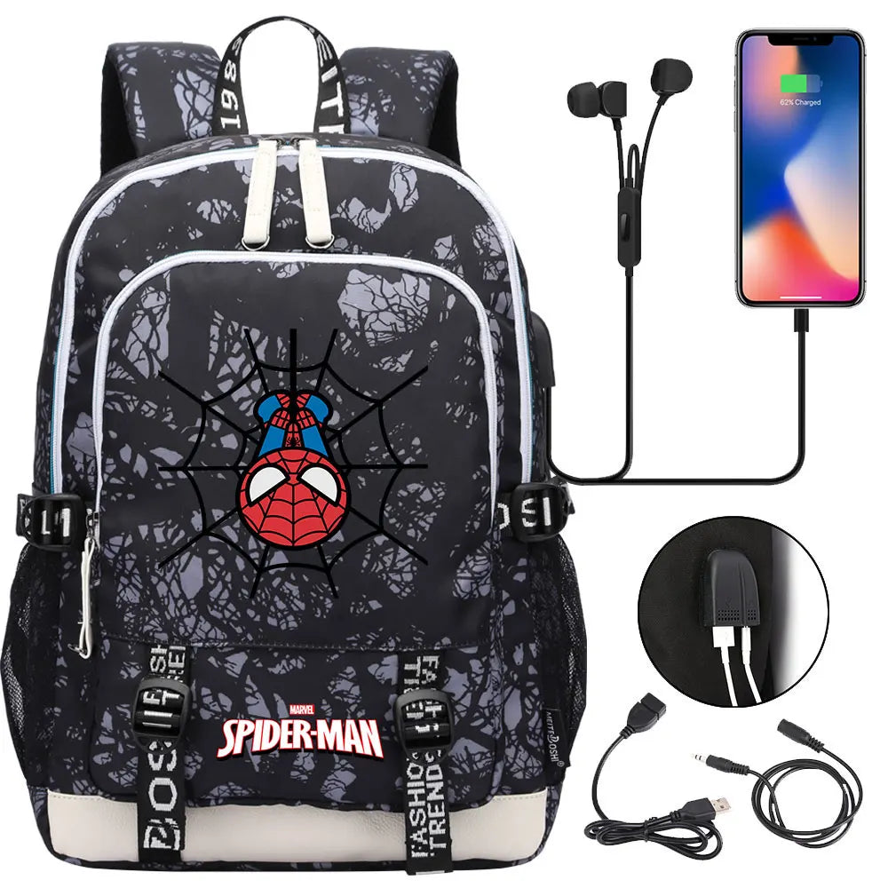 Spiderman USB Boys Girls Kids Book School Bags Teenagers Student Women Men Laptop Travel Backpack