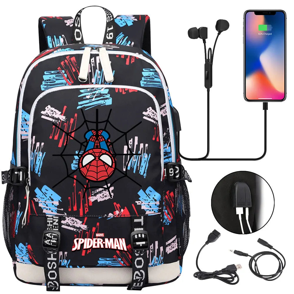 Spiderman USB Boys Girls Kids Book School Bags Teenagers Student Women Men Laptop Travel Backpack