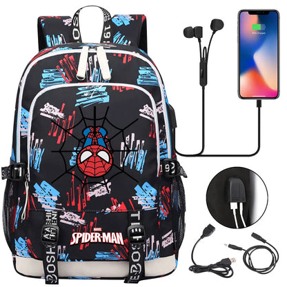 Spiderman USB Boys Girls Kids Book School Bags Teenagers Student Women Men Laptop Travel Backpack