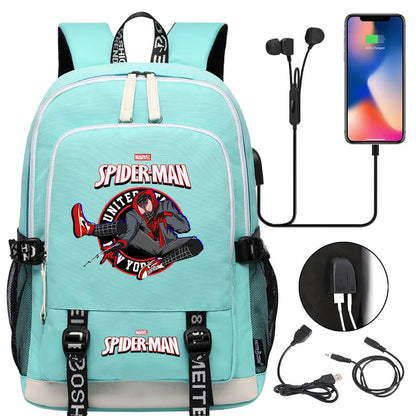 Spiderman USB Boys Girls Kids Book School Bags Teenagers Student Women Men Laptop Travel Backpack