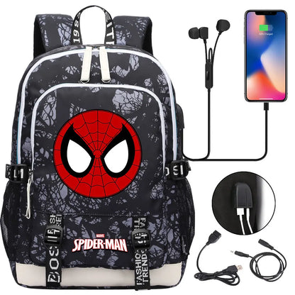 Spiderman USB Boys Girls Kids Book School Bags Teenagers Student Women Men Laptop Travel Backpack