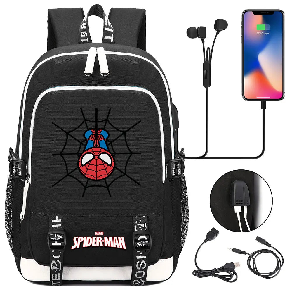 Spiderman USB Boys Girls Kids Book School Bags Teenagers Student Women Men Laptop Travel Backpack