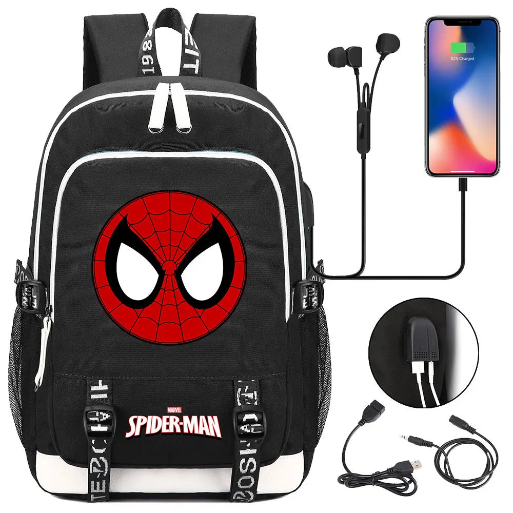Spiderman USB Boys Girls Kids Book School Bags Teenagers Student Women Men Laptop Travel Backpack