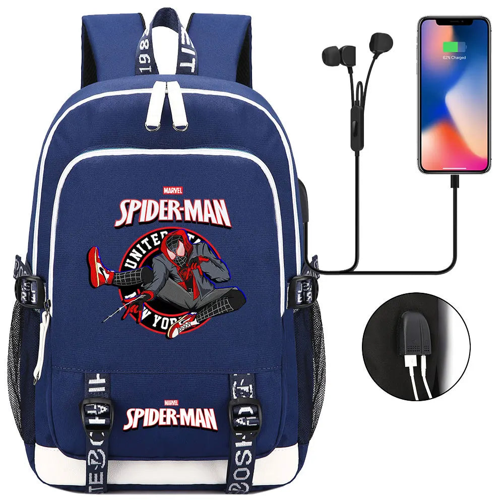 Spiderman USB Boys Girls Kids Book School Bags Teenagers Student Women Men Laptop Travel Backpack