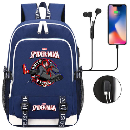 Spiderman USB Boys Girls Kids Book School Bags Teenagers Student Women Men Laptop Travel Backpack