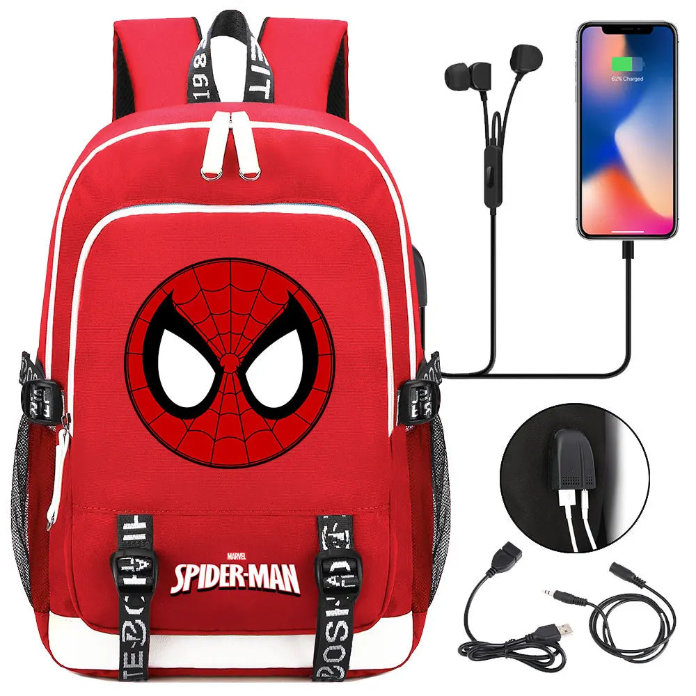 Spiderman USB Boys Girls Kids Book School Bags Teenagers Student Women Men Laptop Travel Backpack