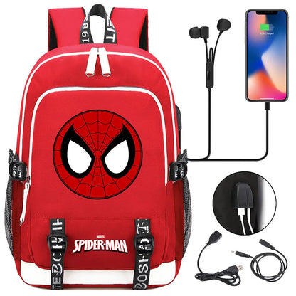 Spiderman USB Boys Girls Kids Book School Bags Teenagers Student Women Men Laptop Travel Backpack