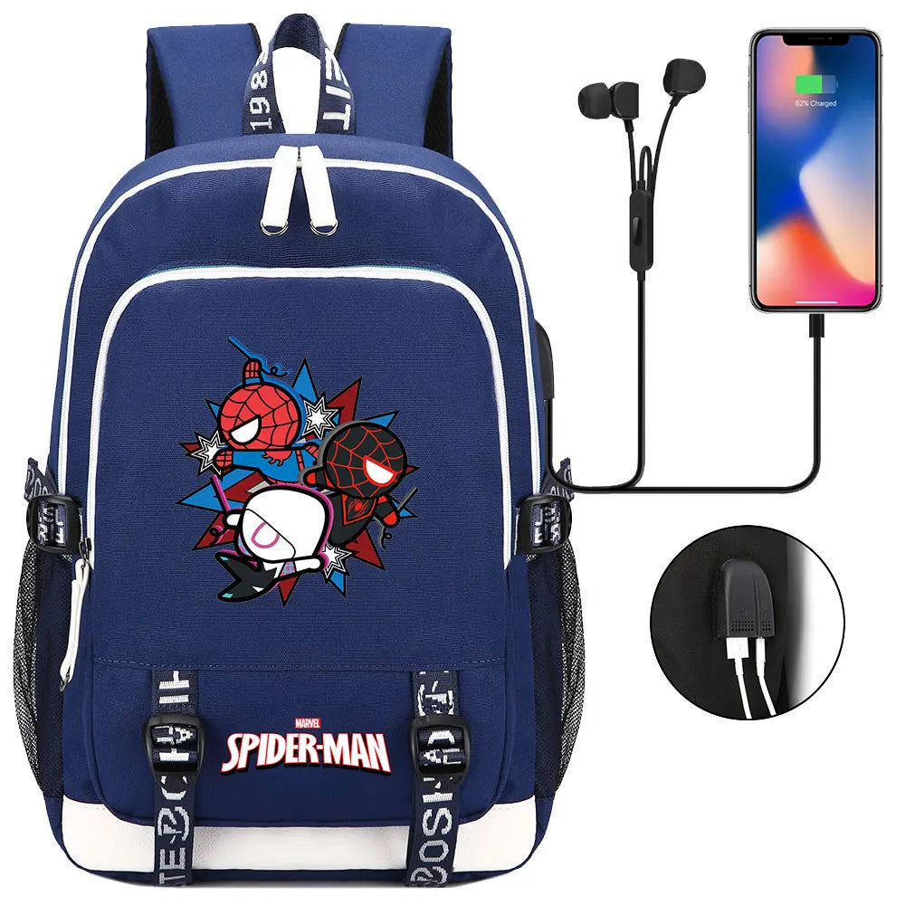 Spiderman USB Boys Girls Kids Book School Bags Teenagers Student Women Men Laptop Travel Backpack