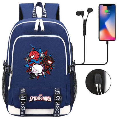Spiderman USB Boys Girls Kids Book School Bags Teenagers Student Women Men Laptop Travel Backpack