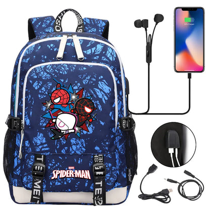 Spiderman USB Boys Girls Kids Book School Bags Teenagers Student Women Men Laptop Travel Backpack