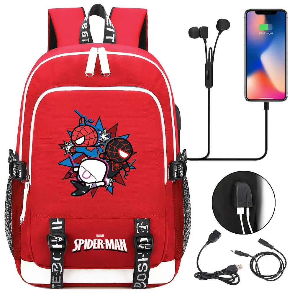 Spiderman USB Boys Girls Kids Book School Bags Teenagers Student Women Men Laptop Travel Backpack