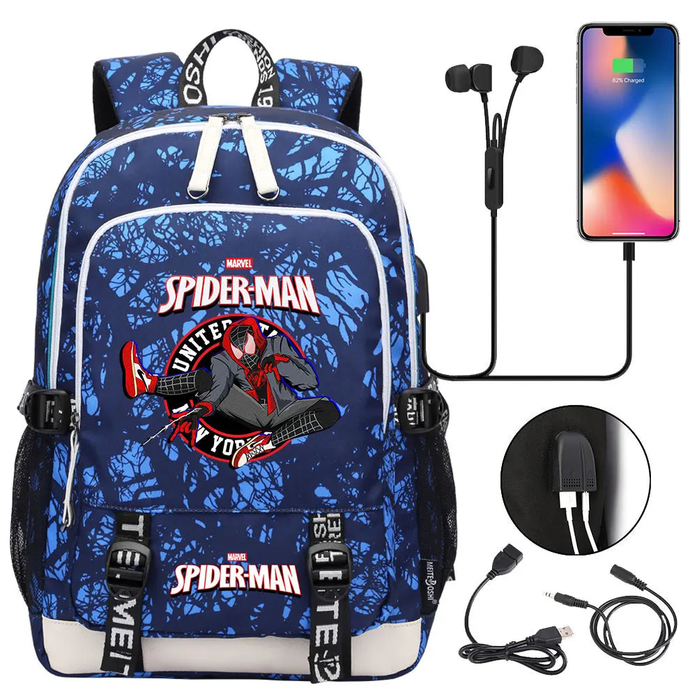 Spiderman USB Boys Girls Kids Book School Bags Teenagers Student Women Men Laptop Travel Backpack