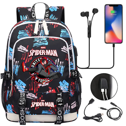 Spiderman USB Boys Girls Kids Book School Bags Teenagers Student Women Men Laptop Travel Backpack