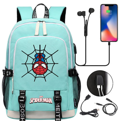 Spiderman USB Boys Girls Kids Book School Bags Teenagers Student Women Men Laptop Travel Backpack