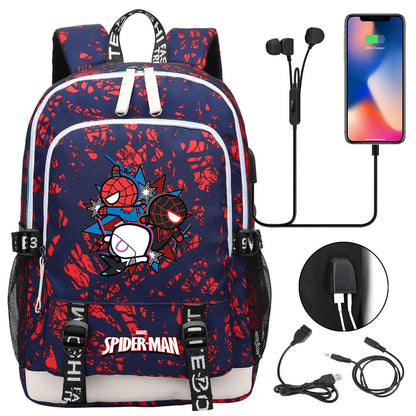 Spiderman USB Boys Girls Kids Book School Bags Teenagers Student Women Men Laptop Travel Backpack
