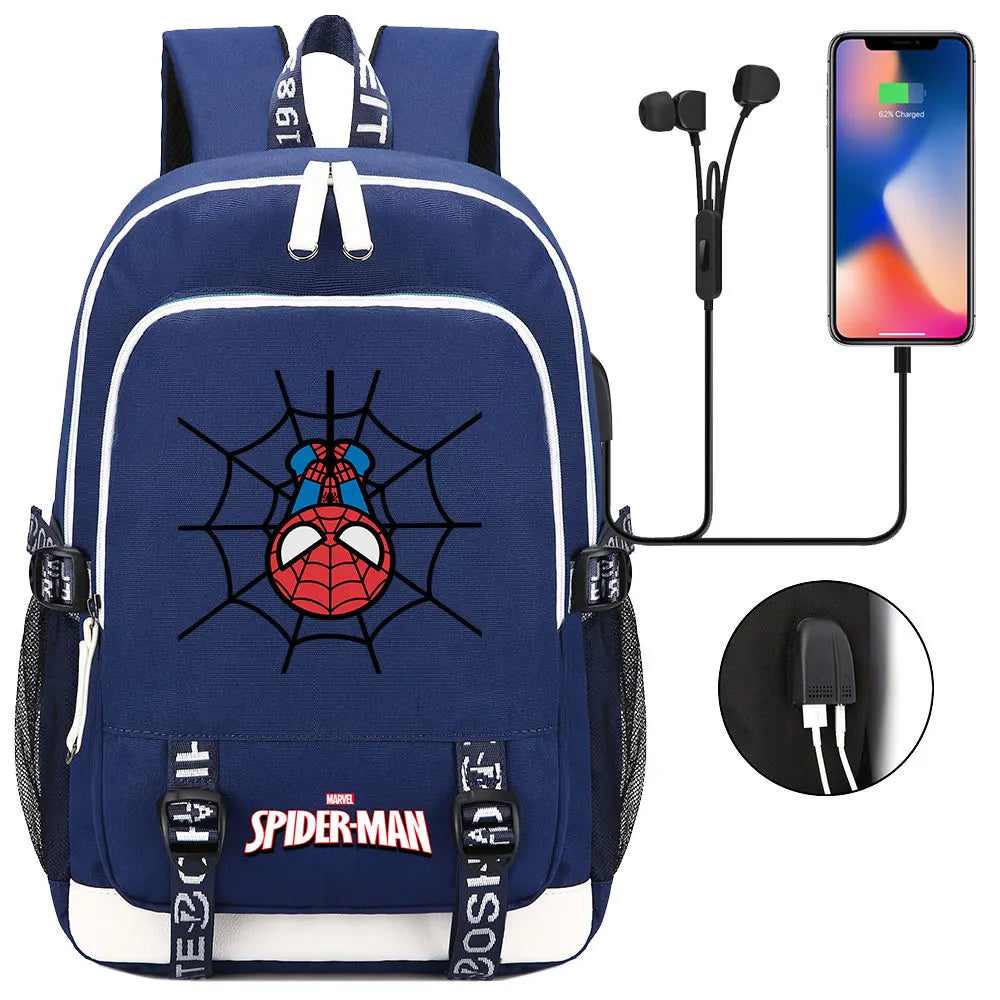 Spiderman USB Boys Girls Kids Book School Bags Teenagers Student Women Men Laptop Travel Backpack