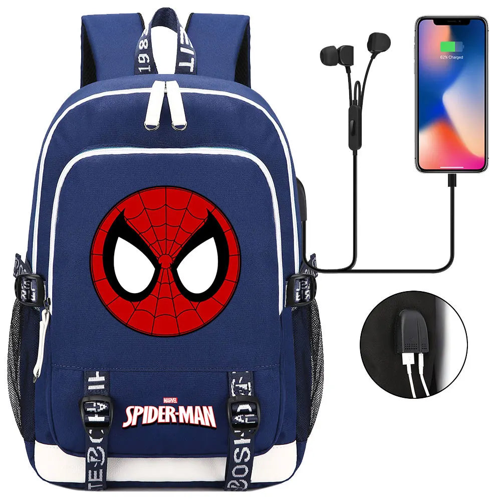 Spiderman USB Boys Girls Kids Book School Bags Teenagers Student Women Men Laptop Travel Backpack