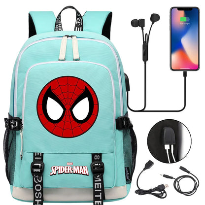 Spiderman USB Boys Girls Kids Book School Bags Teenagers Student Women Men Laptop Travel Backpack