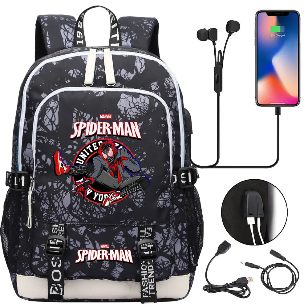 Spiderman USB Boys Girls Kids Book School Bags Teenagers Student Women Men Laptop Travel Backpack
