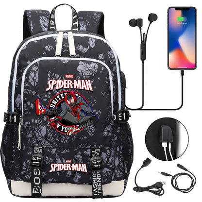 Spiderman USB Boys Girls Kids Book School Bags Teenagers Student Women Men Laptop Travel Backpack