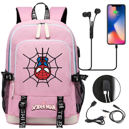 Spiderman USB Boys Girls Kids Book School Bags Teenagers Student Women Men Laptop Travel Backpack