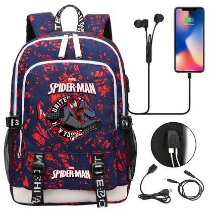 Spiderman USB Boys Girls Kids Book School Bags Teenagers Student Women Men Laptop Travel Backpack