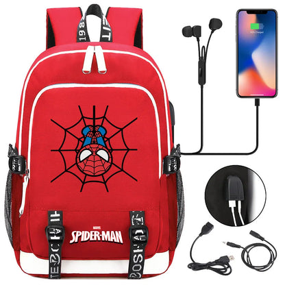 Spiderman USB Boys Girls Kids Book School Bags Teenagers Student Women Men Laptop Travel Backpack