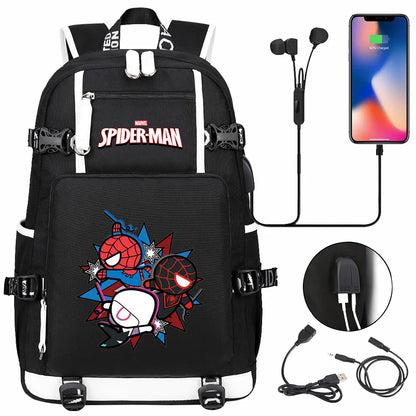 Spiderman USB Teenagers Schoolbags Women Men Laptop Travel Backpack Girl Boys Kids School Book Bags
