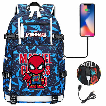 Spiderman USB Teenagers Schoolbags Women Men Laptop Travel Backpack Girl Boys Kids School Book Bags