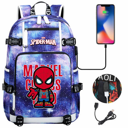 Spiderman USB Teenagers Schoolbags Women Men Laptop Travel Backpack Girl Boys Kids School Book Bags