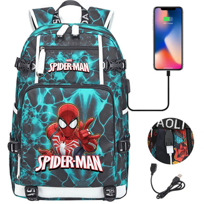 Spiderman USB Teenagers Schoolbags Women Men Laptop Travel Backpack Girl Boys Kids School Book Bags