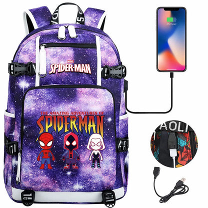 Spiderman USB Teenagers Schoolbags Women Men Laptop Travel Backpack Girl Boys Kids School Book Bags