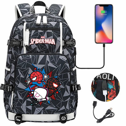 Spiderman USB Teenagers Schoolbags Women Men Laptop Travel Backpack Girl Boys Kids School Book Bags
