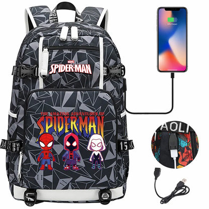 Spiderman USB Teenagers Schoolbags Women Men Laptop Travel Backpack Girl Boys Kids School Book Bags