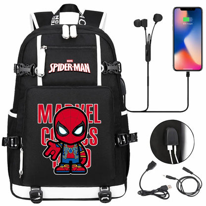 Spiderman USB Teenagers Schoolbags Women Men Laptop Travel Backpack Girl Boys Kids School Book Bags