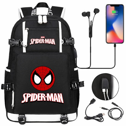 Spiderman USB Teenagers Schoolbags Women Men Laptop Travel Backpack Girl Boys Kids School Book Bags