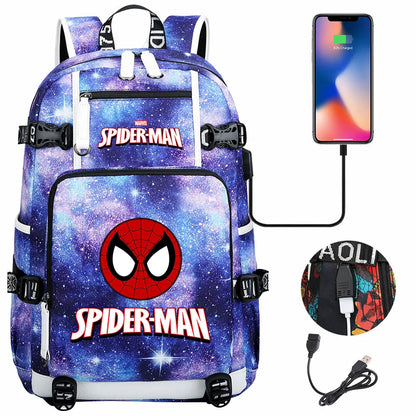 Spiderman USB Teenagers Schoolbags Women Men Laptop Travel Backpack Girl Boys Kids School Book Bags