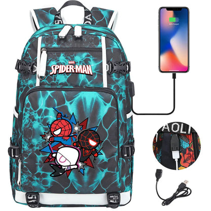 Spiderman USB Teenagers Schoolbags Women Men Laptop Travel Backpack Girl Boys Kids School Book Bags