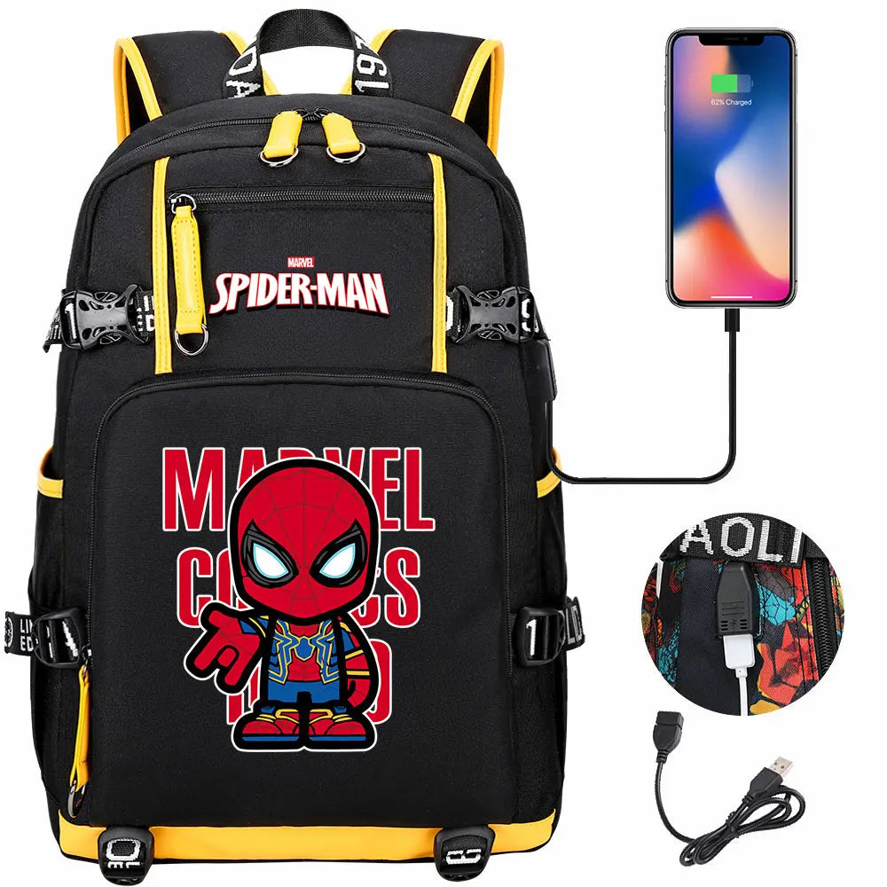 Spiderman USB Teenagers Schoolbags Women Men Laptop Travel Backpack Girl Boys Kids School Book Bags
