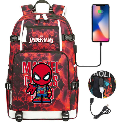 Spiderman USB Teenagers Schoolbags Women Men Laptop Travel Backpack Girl Boys Kids School Book Bags