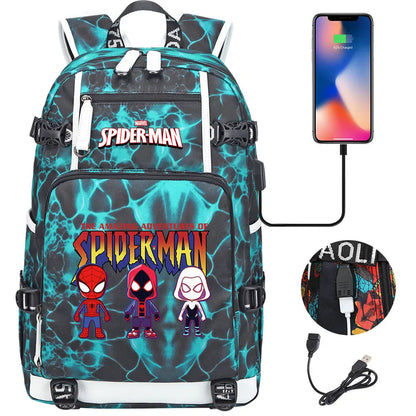 Spiderman USB Teenagers Schoolbags Women Men Laptop Travel Backpack Girl Boys Kids School Book Bags