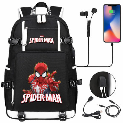 Spiderman USB Teenagers Schoolbags Women Men Laptop Travel Backpack Girl Boys Kids School Book Bags