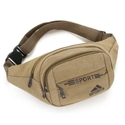 Sports Canvas Waist For Men Large Capacity Fanny Pack Fashion Male Phone Belt Outdoor Chest Casual Crossbody Bag