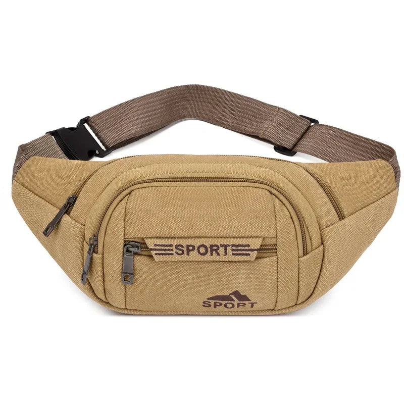 Sports Canvas Waist For Men Large Capacity Fanny Pack Fashion Male Phone Belt Outdoor Chest Casual Crossbody Bag