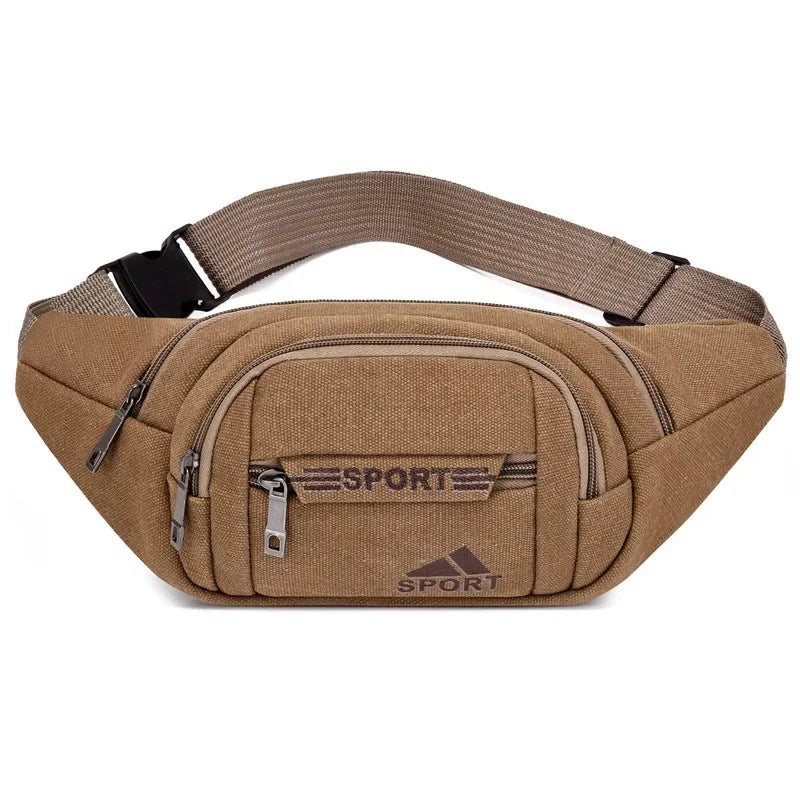 Sports Canvas Waist For Men Large Capacity Fanny Pack Fashion Male Phone Belt Outdoor Chest Casual Crossbody Bag