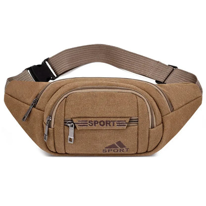 Sports Canvas Waist For Men Large Capacity Fanny Pack Fashion Male Phone Belt Outdoor Chest Casual Crossbody Bag