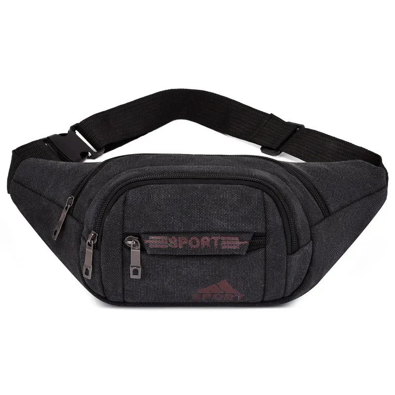 Sports Canvas Waist For Men Large Capacity Fanny Pack Fashion Male Phone Belt Outdoor Chest Casual Crossbody Bag
